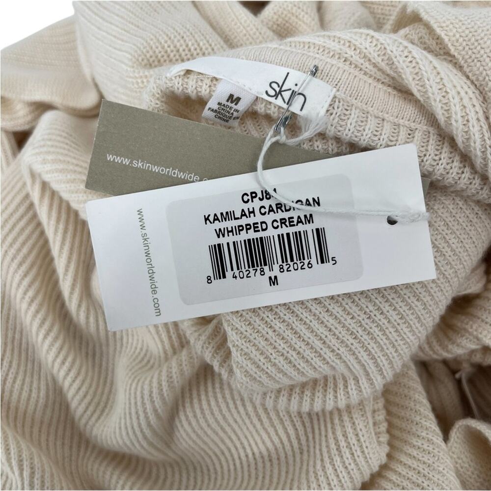 Skin Kamilah Wrap Cardigan Cream Knit Top Women’s Medium New With Tags Luxury - Picture 10 of 11